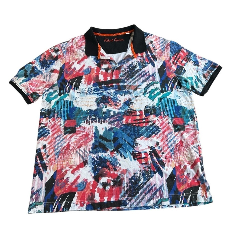 Robert Graham Multicolor Abstract Polo Cotton Golf Sz XL